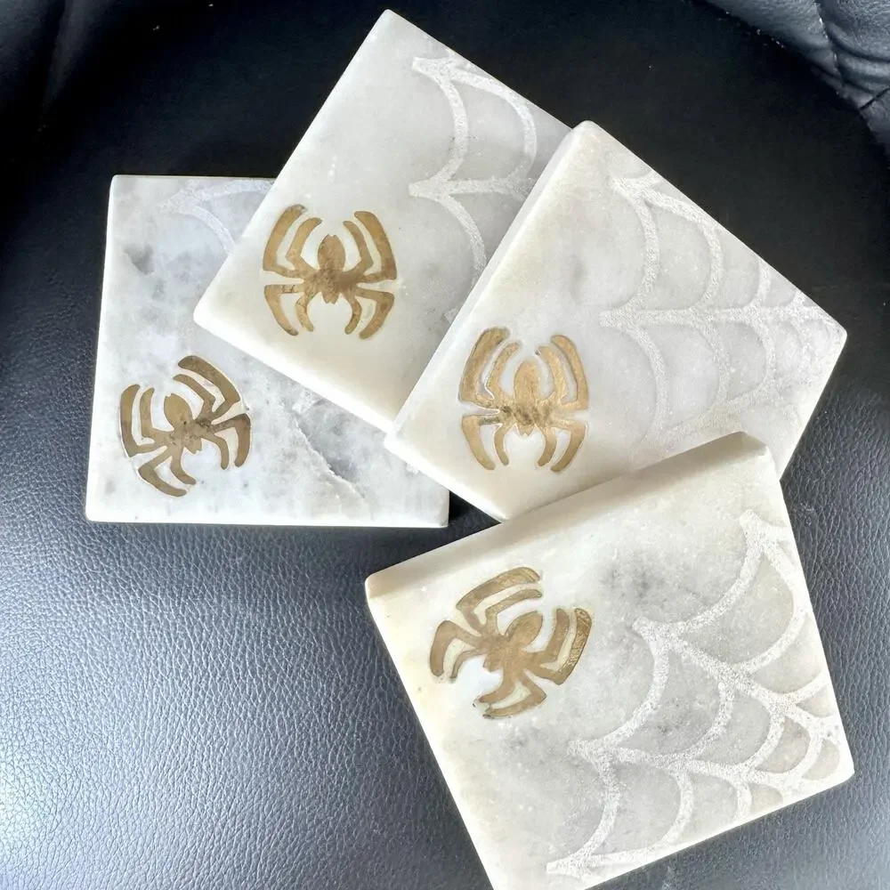 Marvel The Ultimate Spiderman Marble Coasters Set Of 4 Coffee Tea Blocks 4